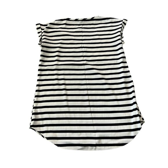 Comfortable Express Cap Sleeve Top Size S Black White Striped Knit - Picture 2 of 10